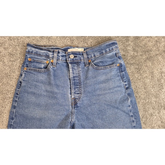 Levi's Wedge Straight High Rise Women's Denim Jeans Blue Button Fly Size 30x28 - Picture 7 of 13